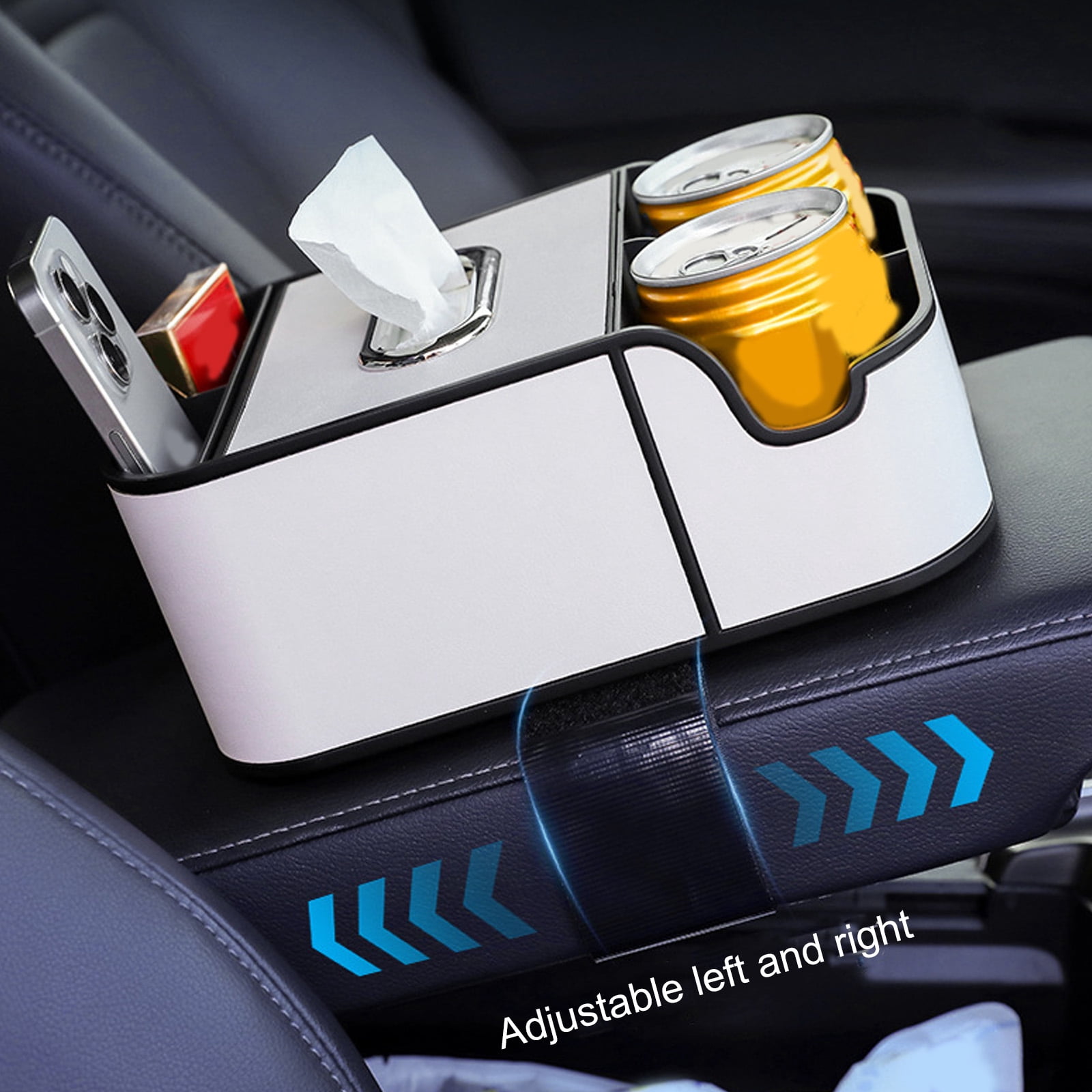 Center Console Leather Tray Car Seat Organizers Car Armrest Extra Storage Box Car Interior Storage Box with Phone Slot