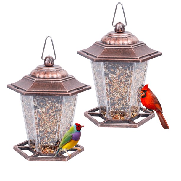 Kingsyard Bird Feeders for Outside Hanging Hopper Feeder with 6 Bird