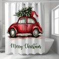 thumbnail image 3 of Cortina de ducha para Navidad, coche rojo, 180 x 180 cm, 3 of 3