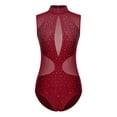 thumbnail image 4 of Sinleey Womens Sparkly Rhinestones Ballet Leotard for Dance Cutout Back Gymnastics Figure Skating Burgundy XXL, 4 of 7