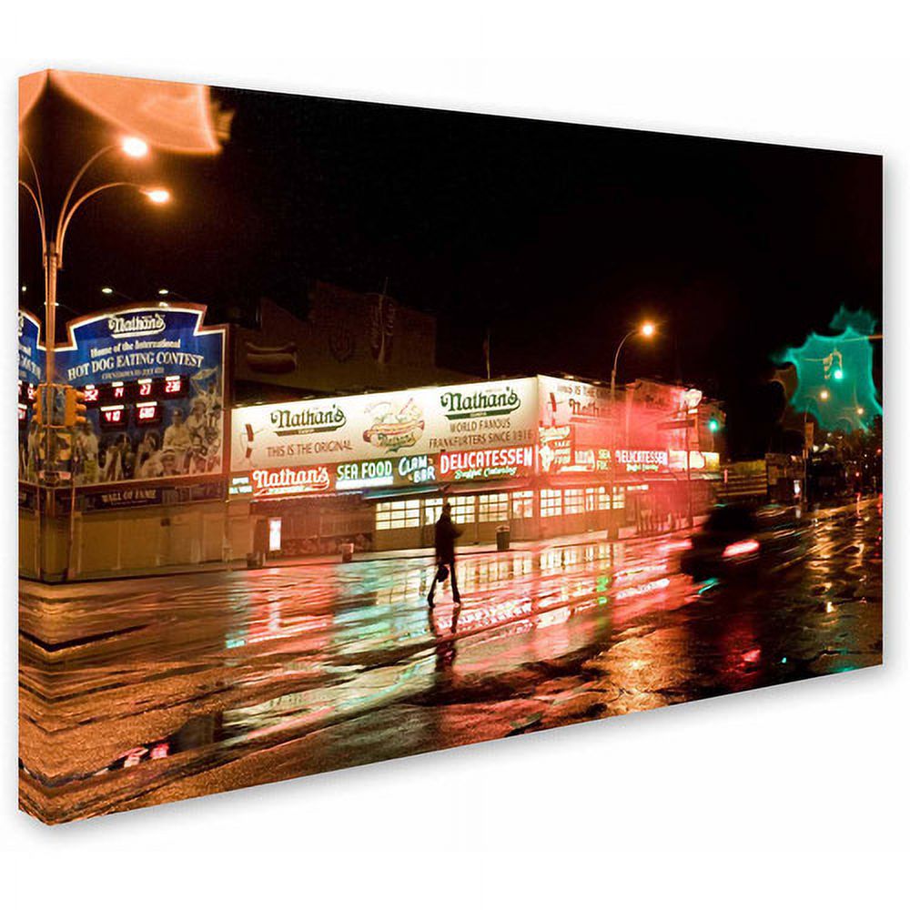 Trademark Fine Art "Nathan's Women Crossing Street Neon" Canvas Art by Yale Gurney