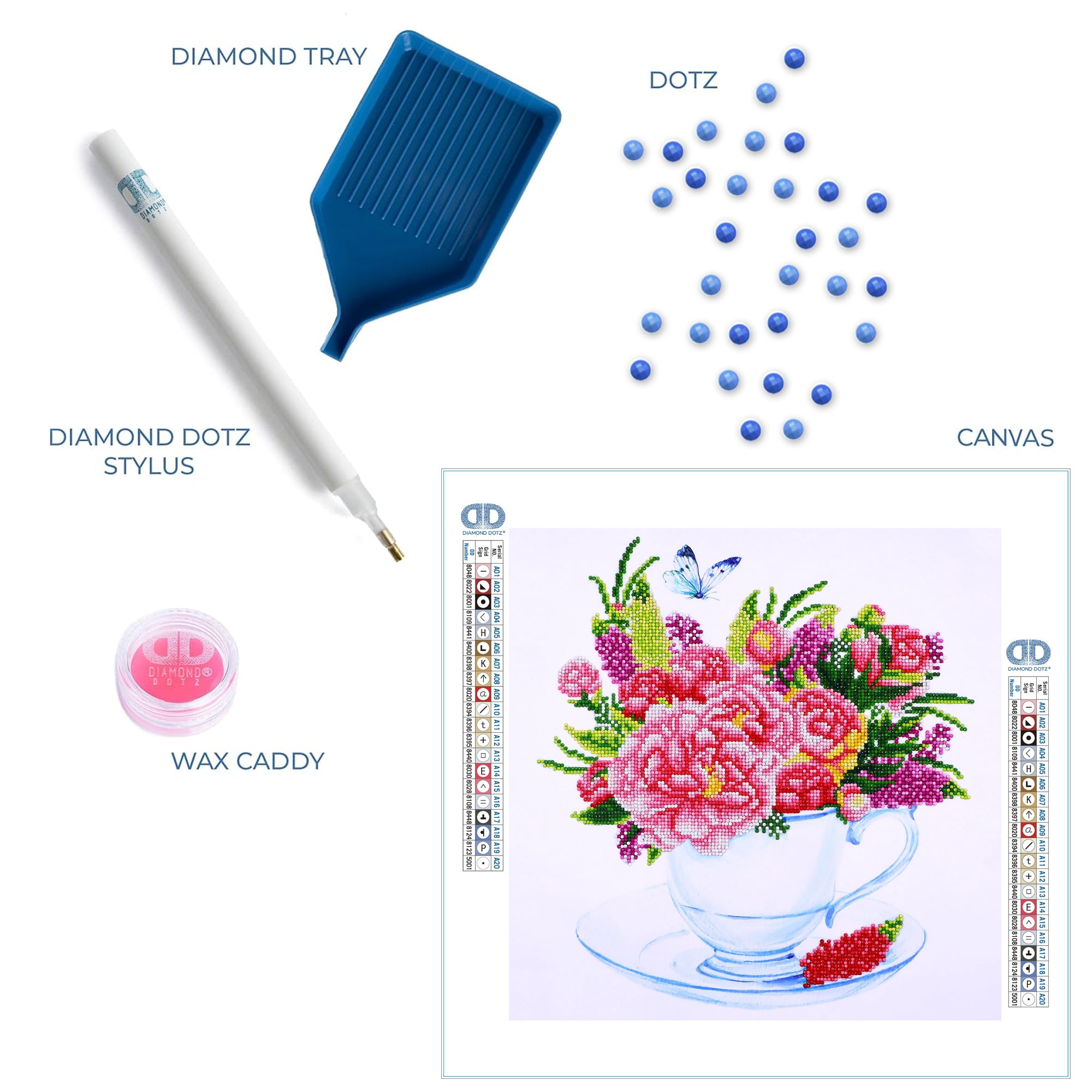 Diamond Dotz at Home Floral Tea Cup Diamond Painting Kits for Adults - Diamond Art Kits a Relaxing Creative Craft Kit with Dotz Gems 16x16