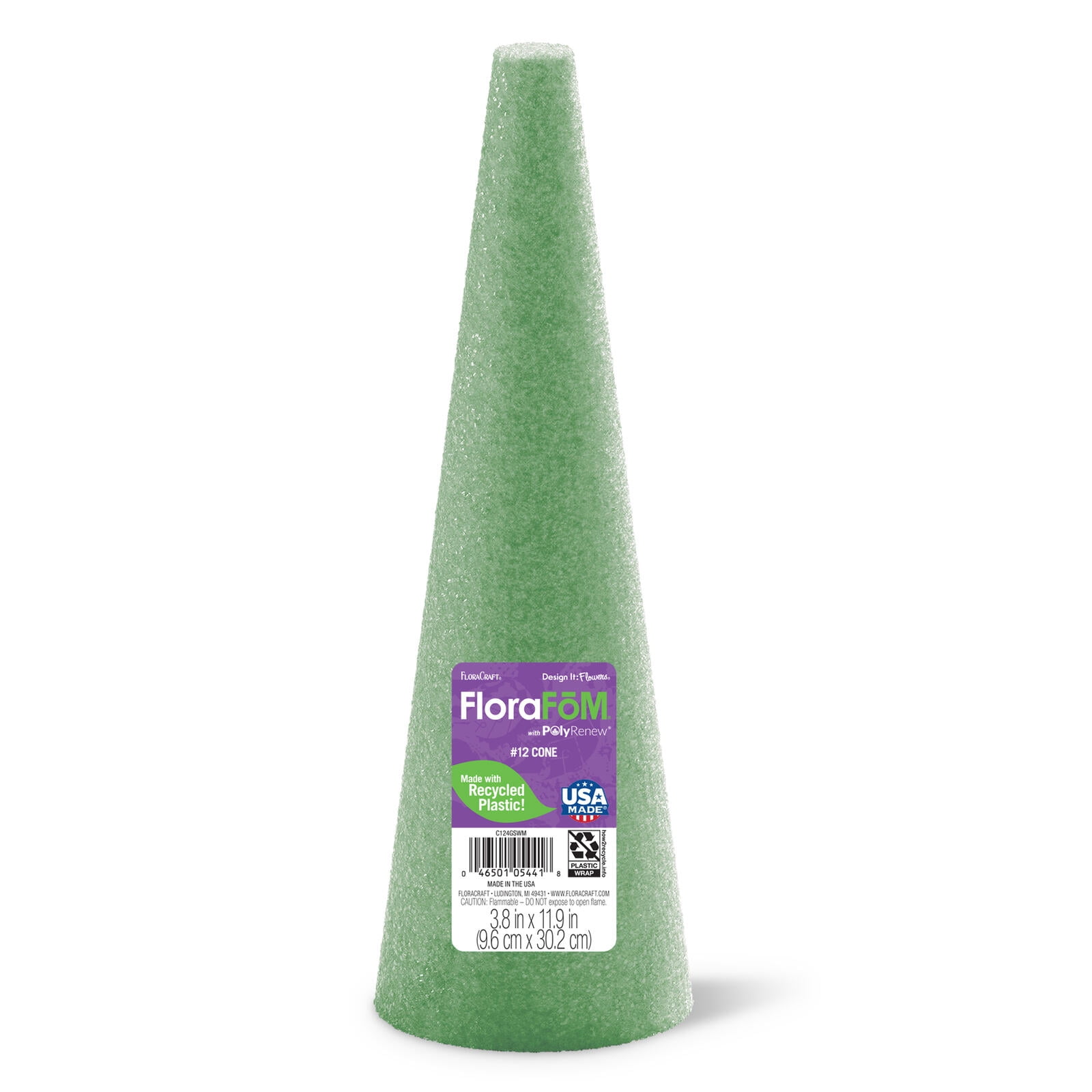 (2 pack) FloraCraft FloraFōM Cone 3.8 Inch x 11.9 Inch Green