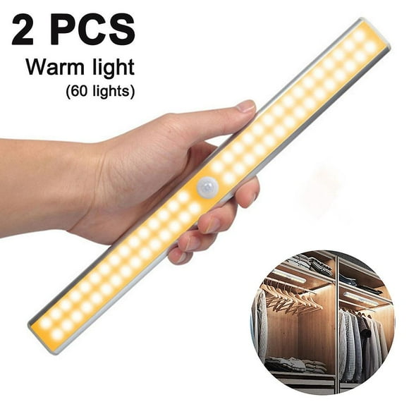 2 Pack Led Closet Light, 60 Led Rechargeable Motion Sensor Light