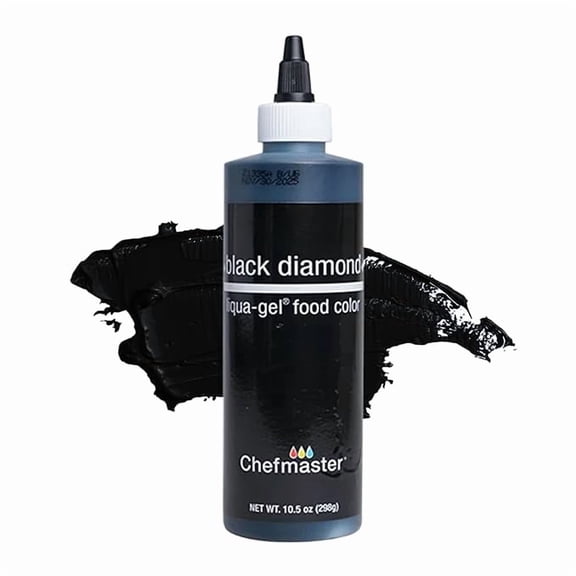 Chefmaster Black Diamond Liqua-Gel Food Coloring - Vibrant Color - Professional-Grade Dye for Icing, Frosting, Fondant - Baking & Decorating - Fade-Resistant - Easy-to-Use  - 10.5 oz
