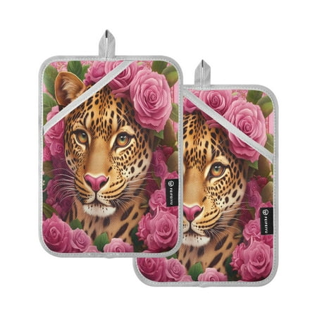 

Vzayy Kitchen Pot Holders Sets Heat Resistants for Cooking Baking A Beautiful Leopard