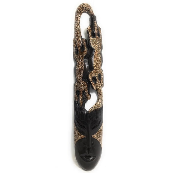 Gecko Tribal Mask 40" - Primitive Decor Wall Hanging | #nmk2208100