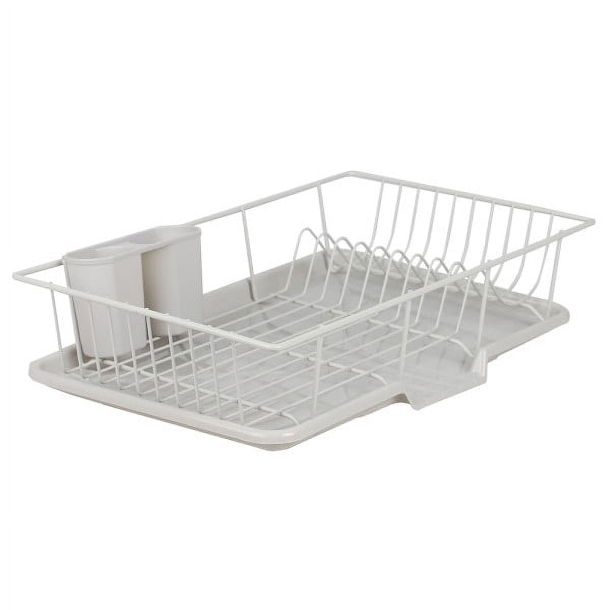 Home Basics Vinyl Dish Drainer with Self-Draining Tray, Red - 3