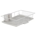thumbnail image 2 of Home Basics 3 Piece Rust-Resistant Vinyl Dish Drainer with Self-Draining Drip Tray, Silver, 2 of 5
