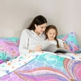 thumbnail image 4 of Feelyou Sea Mermaid Princess Twin Bedding Sets 7pcs, Blue Pink Fish Scale Comforter Set, 4 of 8