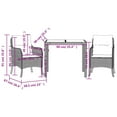 thumbnail image 4 of vidaXL 3 Piece Garden Dining Set with Cushions Black Poly Rattan, 4 of 5