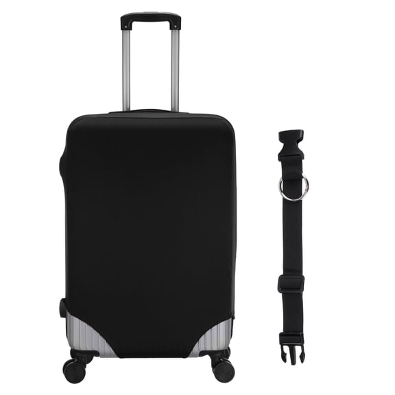 Uxcell Travel Luggage Cover, S(21-22 Inch) Solid Color Washable Elastic Suitcase Covers Baggage Protector with Lanyard Spring Buckle Plastic Snap Buckle for Business Trips, Black