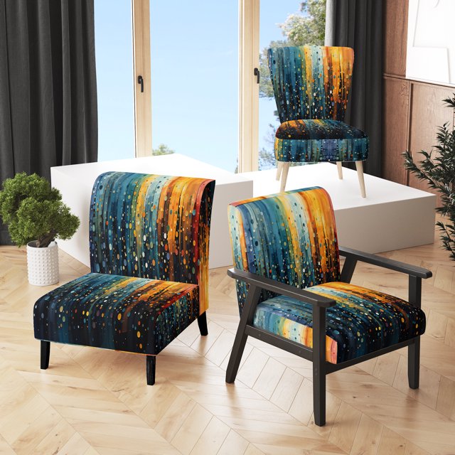 Designart « Bold Breeziness Colorful Mid Century Elegance I » Fauteuil d'Appoint Rembourré Multicolore de Style Mi-Siècle - Fauteuil à Accoudoirs Moderne Mi-Siècle pour Salon