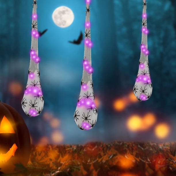 Decoraciones de Halloween para exteriores, 3 piezas de arañas iluminadas de Halloween, telaraña de Halloween, sacos de huevos de araña iluminados de Halloween, diseño a prueba de futuro