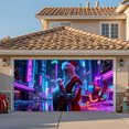 thumbnail image 3 of uhnmki Neon Style Garage Door Cover Festive Holiday for Outdoor Indoor Use Weather Polyester Fabric with Reinforced Stitching Easy Installation and Storage, 3 of 5