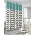 thumbnail image 3 of Shower Curtains Herringbone Pattern Bath Curtain Vintage Turquoise Grey Waterproof Bathroom Shower Curtain Set with Hooks Decoration 72 x 72 Inches, 3 of 7