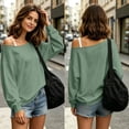 thumbnail image 3 of ClodeEU Women's Off Shoulder Long Sleeve Sweatshirt, Casual Loose Fit Pullover Top ,Women's S-XXXL, 3 of 8