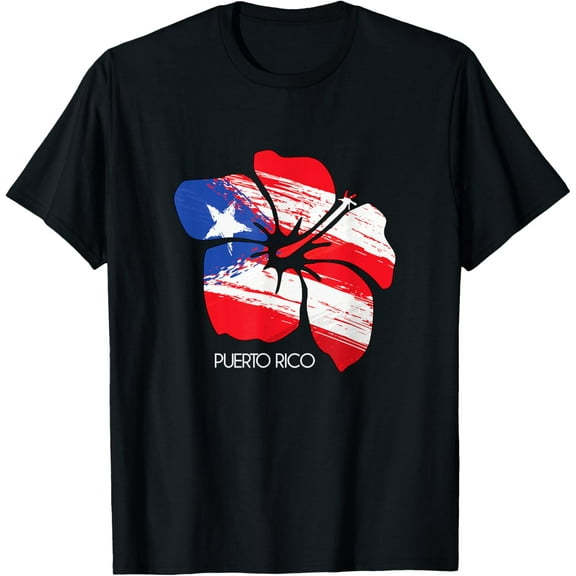 Puerto Rico Culture Roots Amapola Boricua Flag T-ShirtMen and women, Black T-shirt, size: Extra large