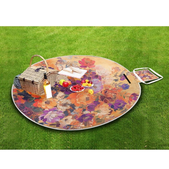 Picnic Blankets Teencool Beach Blanket Creatively Vibrant Floral Symphony Pattern Outdoor Blanket for Travel