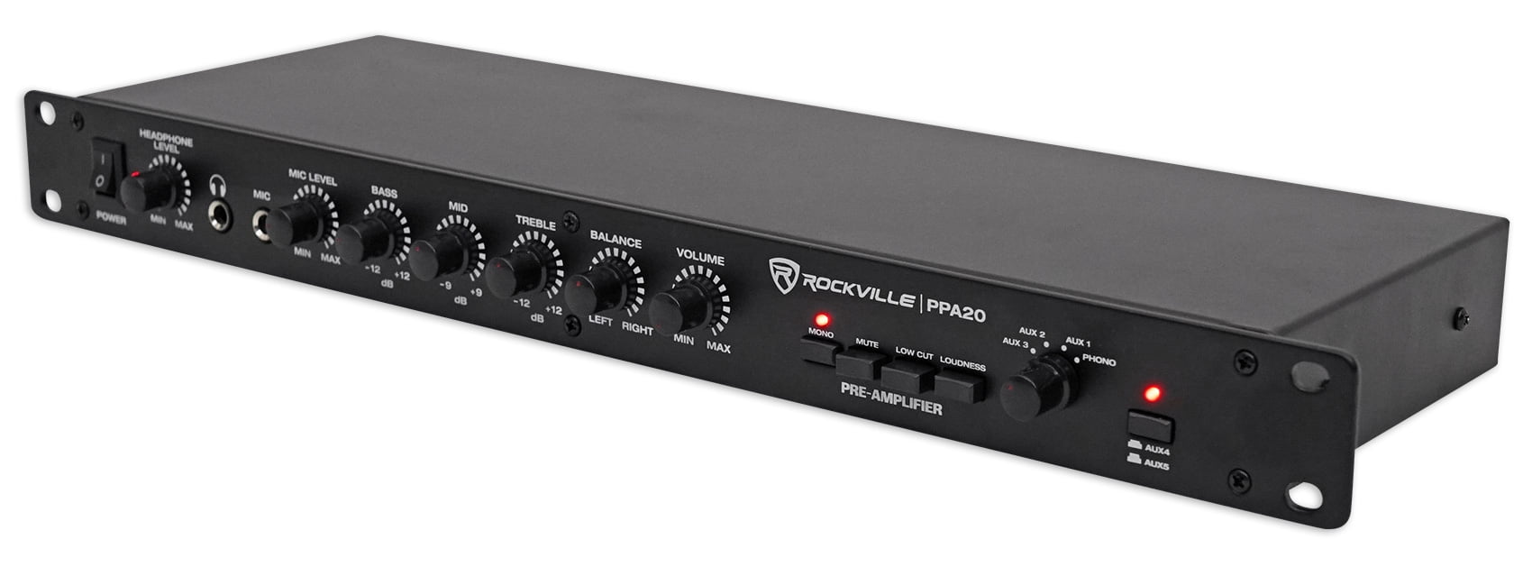Rockville PPA20 Preamp Professional 1U Rack Mount Pre-Amplifier w/Crossover+EQ