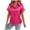 Hot Pink, variant on Jalioing Satin Shirt for Women Casual Dressy Button Down Short Sleeve Collared Shirt Summer Business Work Tops