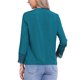 thumbnail image 3 of Blusas de encaje de ganchillo de manga larga con media botonera para mujer Allegra K XL azul pavo real, 3 of 6