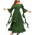 thumbnail image 5 of Homenesgenics Spring Dresses for Women 2026 Plus Size Trendy Women's Medieval Off-Shoulder Tunic Long Sleeve Dress Green XXL, 5 of 5