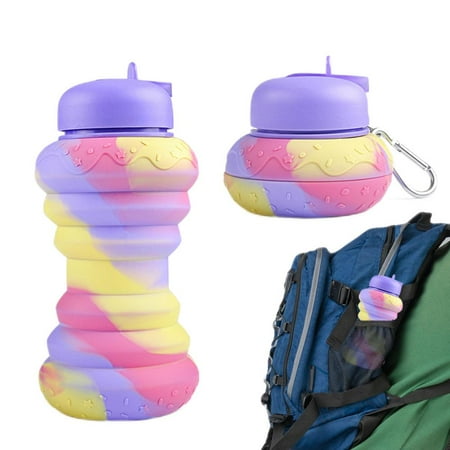 

Ksruee Collapsible Water Bottle BPA Free Silicone Water Bottles Expandable Water Bottle Sports Cups with Carabiner Foldable Water Bottles for Student Toddler Sports Travel noble