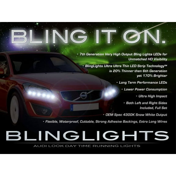 For Volvo S40 LED Strips DRLs Headlamps Headlights Head Lamps Day Time Running Lights LEDs DRL