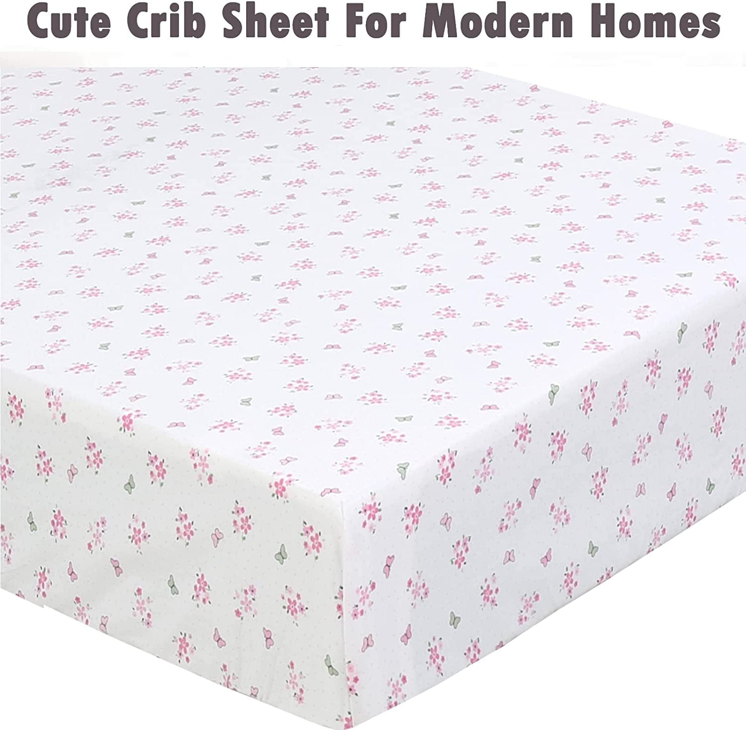 Danica 100% Cotton Fitted Baby Crib Sheet 3 Pack for baby Boys Girls |Standard Crib And Toddler Mattress Sheets | 28x52 Inch (3PK, Butterfly Garden)