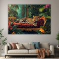 thumbnail image 6 of Mudket Framed Leopard on Red Velvet Chaise Canvas Wall Art, Jungle Leopard Print Living Room Decor, Trendy Animal Wall Art Ready to Hang - 12"L x 8"W, 6 of 10