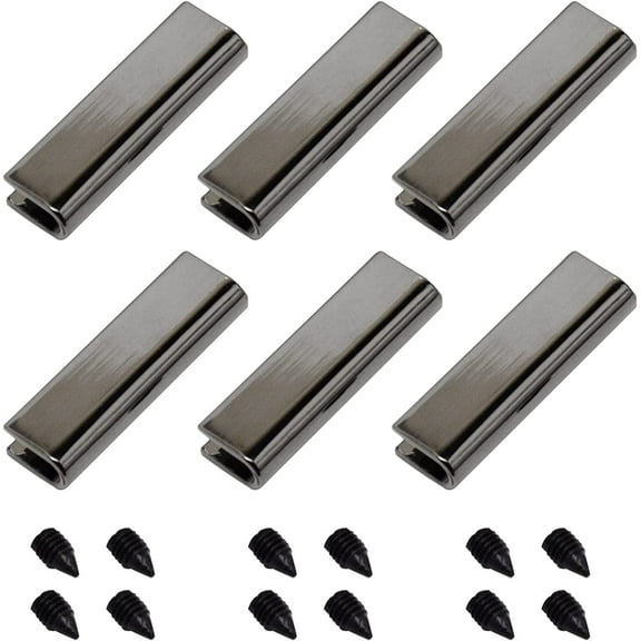6pcs Black Metal Belt Tip Set with Screw Buckle End Tip