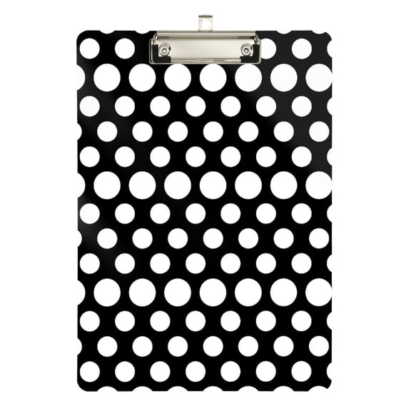 ALAZA Plastic Clipboard A4 Letter Size Decorative Clipboards for Students Women Men 9" x 12.5" White Polka Dots