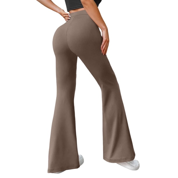 Pantalones rectos de yoga para mujer: tiro medio, pierna ancha, cintura elástica, bolsillos laterales profundos, lavado a mano, poliéster-spandex, tallas XS-XL, para el trabajo/el fin de semana.