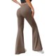 thumbnail image 1 of Pantalones rectos de yoga para mujer: tiro medio, pierna ancha, cintura elástica, bolsillos laterales profundos, lavado a mano, poliéster-spandex, tallas XS-XL, para el trabajo/el fin de semana., 1 of 5