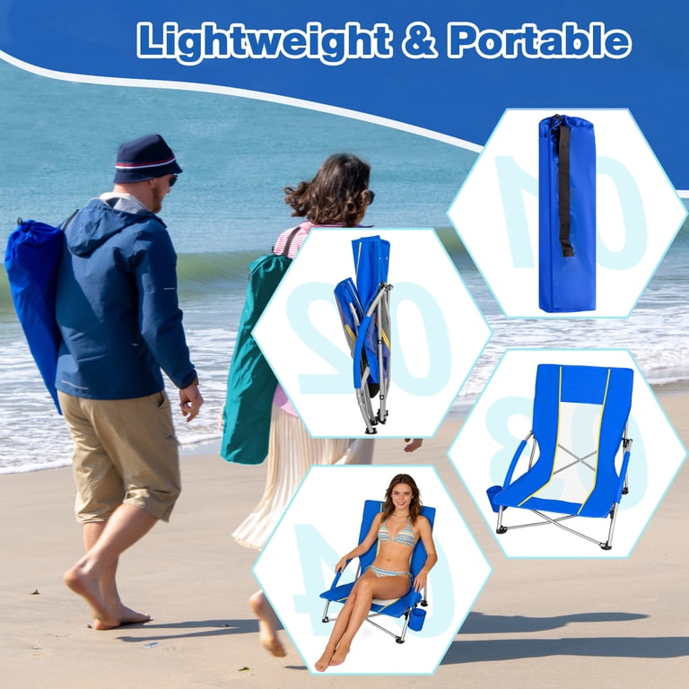SUNSPIRE Beach Chair for Adults Low Back Portable Folding Camping