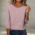 thumbnail image 2 of CYMMPU Tunic Tops 3/4 Sleeve Flower Pattern Crew Neck Loose Fit Blouses for Women Dressy Casual Spring Tops Fall Fashion Shirts Lightweight Basic T-Shirts Pink XXL, 2 of 7