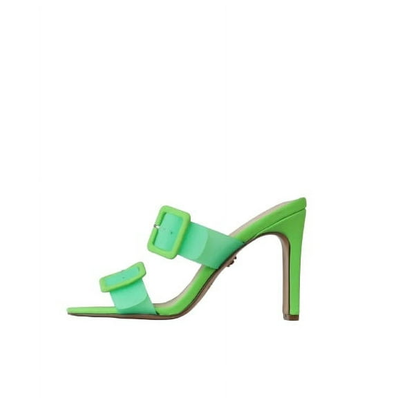 Cecelia New York Vicki Kiwi Slip On Buckle Strap Open Toe Block Heel Sandals (Kiwi, 6)