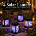 thumbnail image 3 of MEHOOM 4 Pack Outdoor Solar Lanterns Colorful, 40 LED Fairy Lights Hanging Decorative Garden Lights, Waterproof Solar Powered Lights for Patio, Yard, Balcony, Christmas Decorations Outdoor, 3 of 10