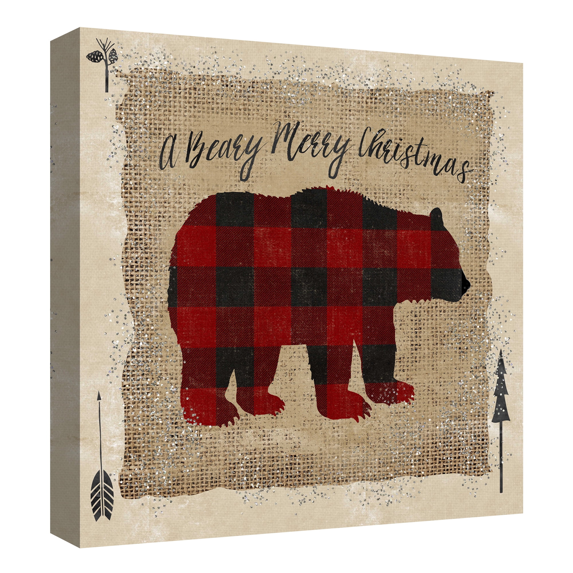 Buffalo Check Bear Christmas Canvas Art Print