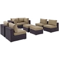 thumbnail image 2 of Modway Convene 8 Piece Outdoor Patio Sectional Set in Espresso Mocha, 2 of 7