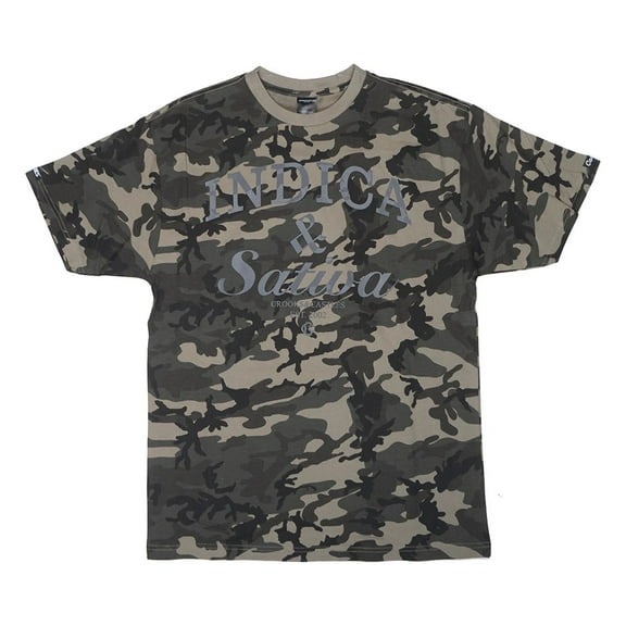 Crooks & Castles Men's T-Shirt Indica & Sativa Camo Short Sleeve Crewneck Tee (Large, Camo)