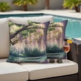 thumbnail image 5 of Outdoor Pillow Covers Natural Scenery Pink Flower Lake Waterproof Pillow Cases 18x18 Set of 2, Boat Forest Oil Painting Throw Pillow Cover Pillowcase for Patio Balcony Couch Garden, 5 of 9