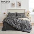 thumbnail image 2 of YEPCLUB Gray King Size Pintuck 7-Piece Comforter Set, Pinch Pleat Bed in a Bag, All Season Down Alternative Bedding Set with Comforter, Sheets, Pillowcases & Shams, 2 of 7