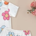 thumbnail image 4 of Baby Girl Clothes Toddler Baby Girls Summer Outfits Daisy Ruffle Short Sleeve T-Shirts Tops Floral Shorts 2Pcs Clothes Set, 4 of 6