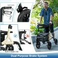 thumbnail image 4 of MAXWALK Rollator Walker for Seniors, 12" Rubber Wheels Foldable, Aluminium with Backrest, Height Adjustable 23.6lbs, Gold, 4 of 10
