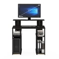 thumbnail image 4 of Furinno Jaya 35.3 Inch Black Computer Desk with Raised Hutch and Open Shelf, Gaming Desk, Office Desk for Home Office, Bedroom, Black Walnut, 4 of 5