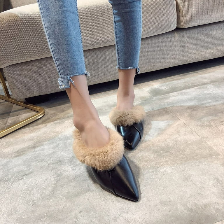Flat Mules Black Pointed Toe Mule Pointy-toe Flat Mule In Calfskin