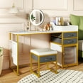 thumbnail image 2 of Gymax Vanity Desk w/ Rotatable Lighted Mirror 55'' Makeup Vanity Table w/ Organizer, 2 of 10
