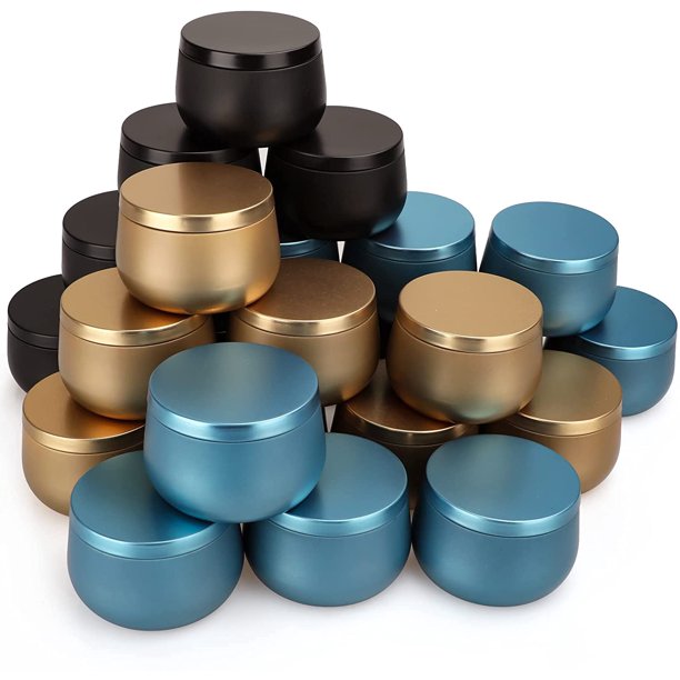 Candle Tins 24 Pcs, 8 oz Empty Metal Candle Jars with Lids Portable Round Travel Tin Storage